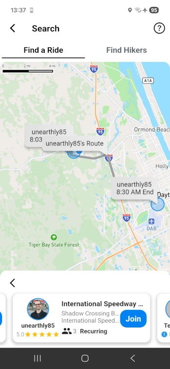 Ride Search Screenshot